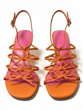 Lisa Says Gah Carrie Bow Heels – Size 8.5 – Orange/Pink – New